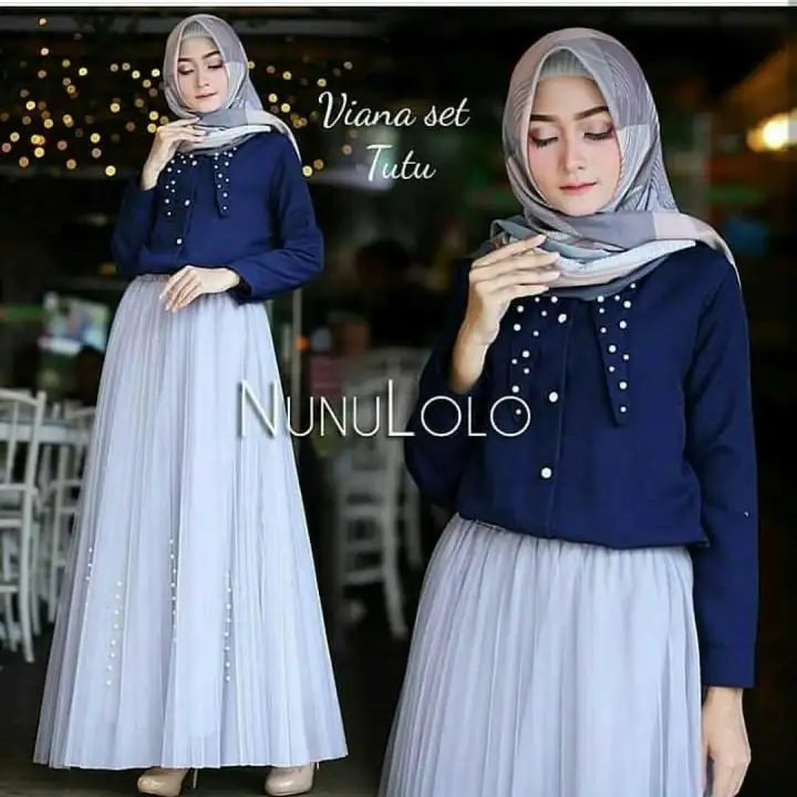 Baju Muslim Modern Setelan Viana Set Balotelly Rok Tile Aplikasi Mutiara Dapat 2 Pic Baju Atasan Baju Muslim Modern Setelan Viana Set Balotelly Rok Tile Aplikasi Mutiara Dapat 2 Pic Baju Atasan