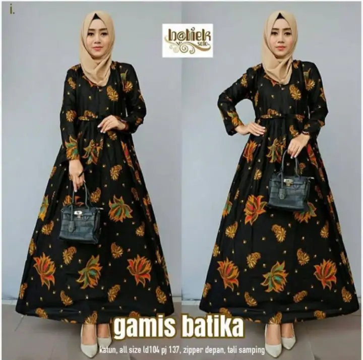 Cod Baju Gamis Batik Wanita Baju Batik Gamis Gamis Wanita Jumbo Baju Gamis Batik Model Terbaru