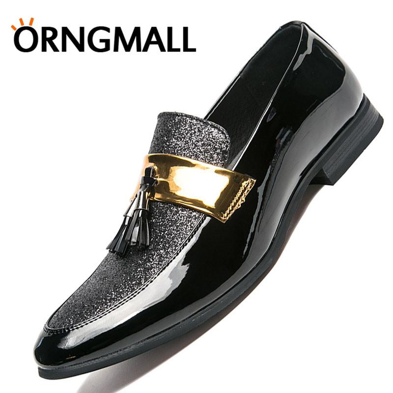 ORNGMALL Tassel Patent Leather Shoes Men Luxury Buisness Flats Glossy Dress Male Footwear Work Office Designer Oxford Shoes for Men