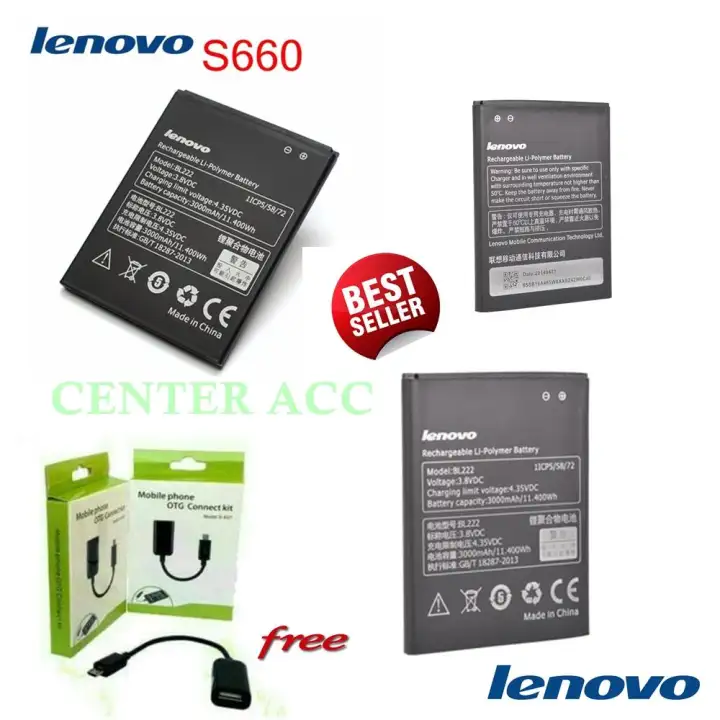 Lenovo Baterai Battery Bl222 Original For Lenovo S660 Kapasitas 3000mah Gratis Kabel Otg Micro Usb Lazada Indonesia