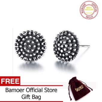 Bamoer Gratis Shpping Dark Light 925 Perak Berkilau Masuk Luxe Hitam dan Bahasa Polandia Vintage Giwang