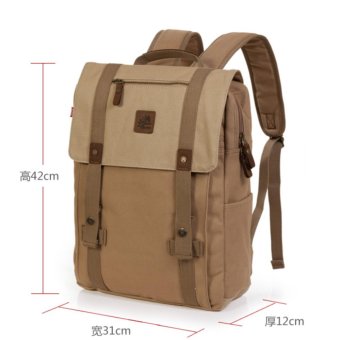 The Time Story Tas punggung pria Tas kanvas Tas kuliah Tas laptop Tas sekolah [Khaki