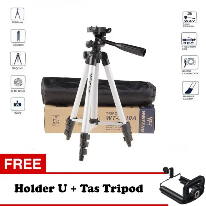 Weifeng Tripod WT-3110A - Tripod Untuk Hp dan Kamera Universal + Free Holder U dan Tas Tripod