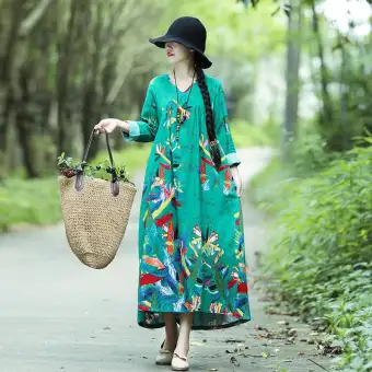 MIMZF Retro kain linen rok panjang dengan pinggiran bawah besar musim semi dan musim gugur model