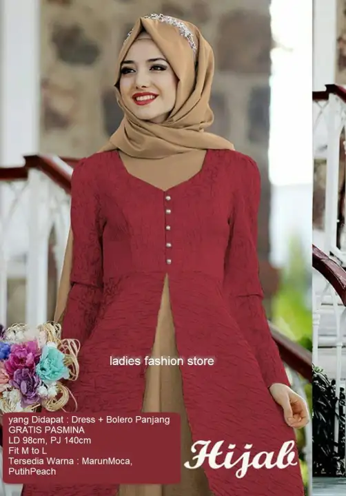 Gaun Muslimah Terbaru Dress Wanita Gamis Muslimah Gratis Pasmina Gamis Modern Hijab Syari Baju Gamis Remaja