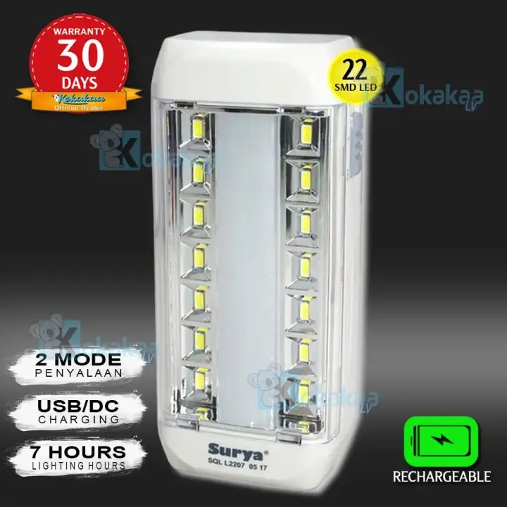 Surya Lampu Emergency SQL L2207x Light LED 22 SMD Super Terang Rechargeable