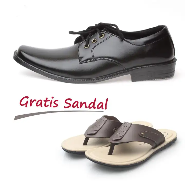 Kaiko sepatu formal pria RF01 + GRATIS sandal pria R1 coklat