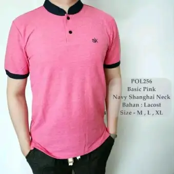 Mr A Kaos Krah Sanghai Pria Pakaian Pria Fashion Pria Atasan Casual Polo Shirt Pria Warna Pink Kaos Distro Pria Kaos Polos Pria Terlaris