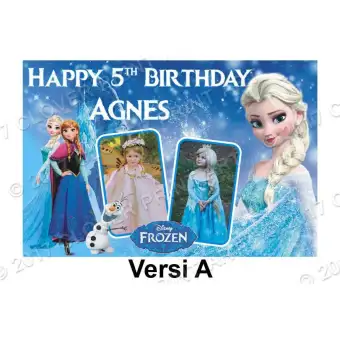 Backdrop Banner Background Ulang Tahun Anak Frozen Spanduk Ulang