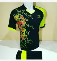 Baju Kaos Olahraga Jersey Setelan Bola Futsal Voli Mz 04 Hitam Stabilo
