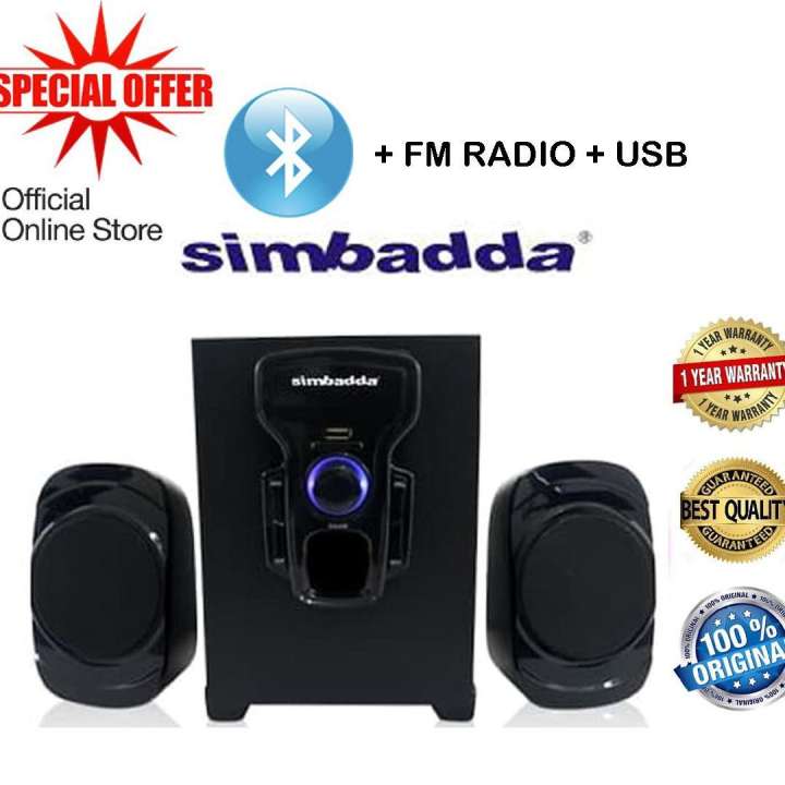 Simbadda Speaker 2.1 Music Player CST 2000N+, Bluetooth, USB, SD Card, Radio FM, Aux 3.5mm - Hitam
