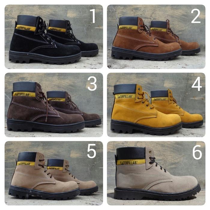 BEST SELLER Sepatu Caterpillar Safety Boots Bahan Suede Ready 4 Warna - Hitam, 39
