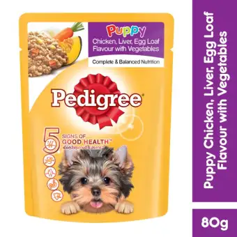 Pedigree Pouch 80gr Makanan Anjing Basah rasa Chicken Liver & Egg + Veg