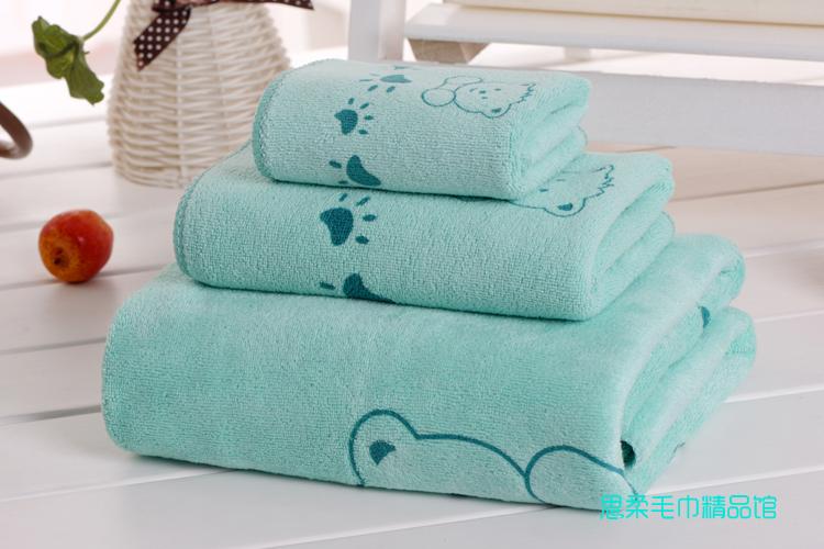 Hoạt Hình Khăn Tắm Bộ Khăn Khăn Trẻ Em Ba Người Lớn Áo Ngực Hơn 100% Cotton Hút Nước Quà Tặng Có Thể Được Trang Bị Với Hộp Quà Tặng