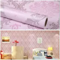 Ars - Wallpaper Stiker Dinding Motif Dan Karakter Premium Quality Size 45cm X 10M Batik Pink