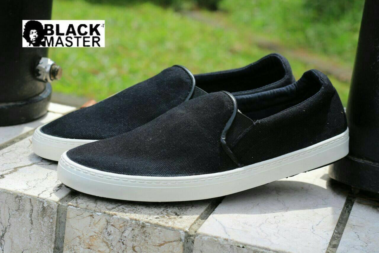 sepatu casual sneaker slop pria black master zara original - sepatu slip on santai pria