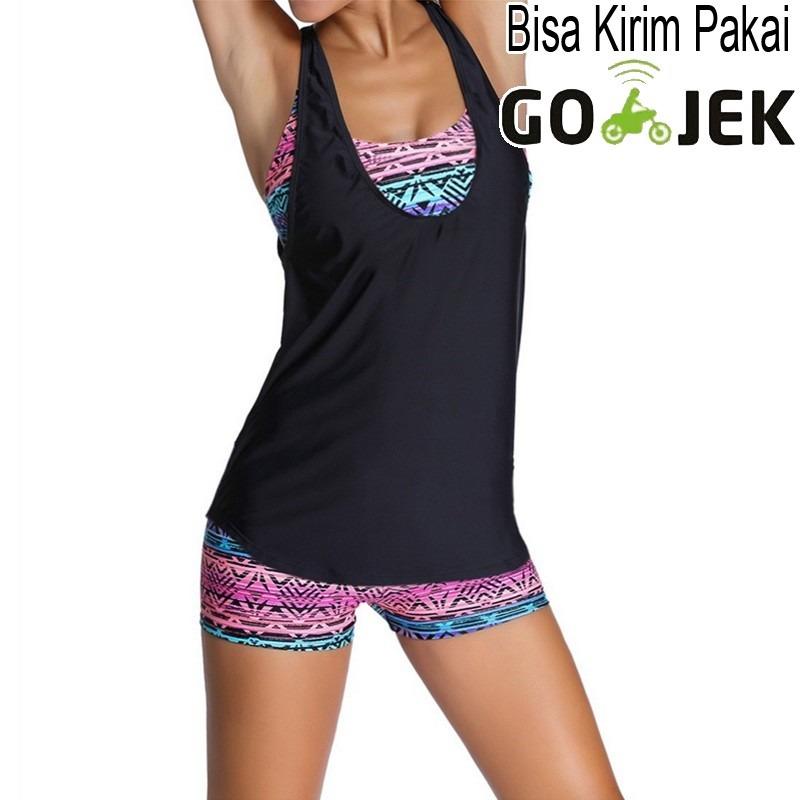 Bikini Baju Renang Wanita Sport Bathing Swimsuit with Tank Top Size