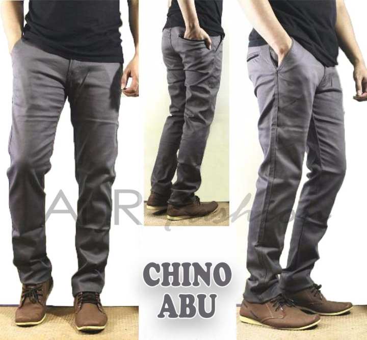 AnR Celana Chino Chinos Cino Panjang Pria - Abu | Lazada