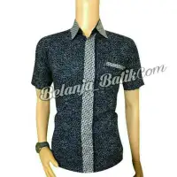 KEMEJA BATIK BATIK PEKALONGAN KEMEJA HEM BATIK PENDEK EKSLUSIF MURAH KEREN - BATIK MOCA BIRU