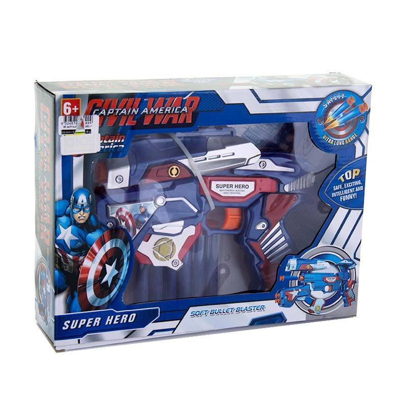 Eigia Mainan Nerf Tembakan Pistol Captain America Soft Bullet Biru ...
