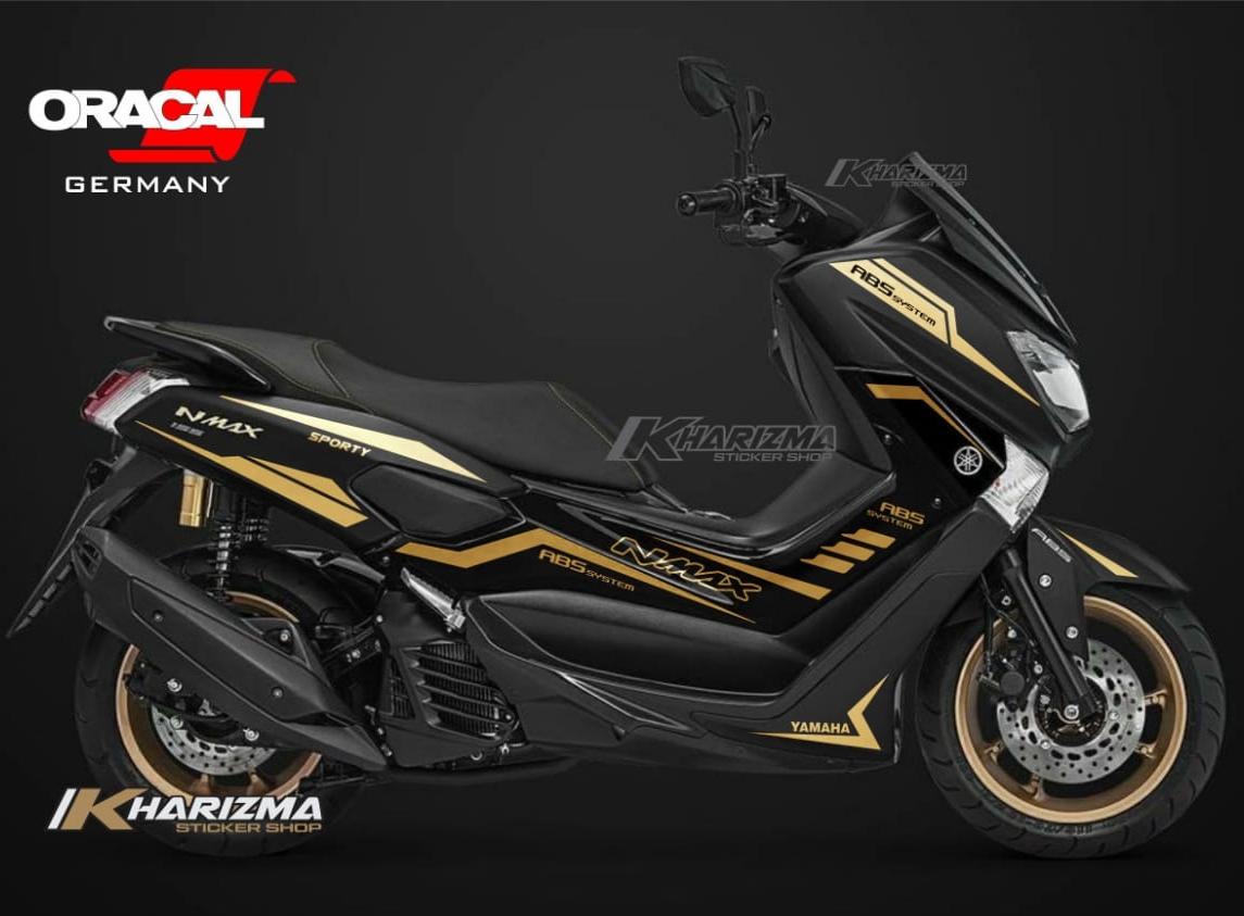 Cutting Sticker Yamaha Nmax Hitam Striping Gold Bahan Oracal