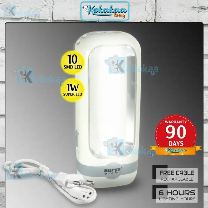 Emergency Light + Senter SuperLED 1W Rechargeable FREE Cable Bundle 6 Hours