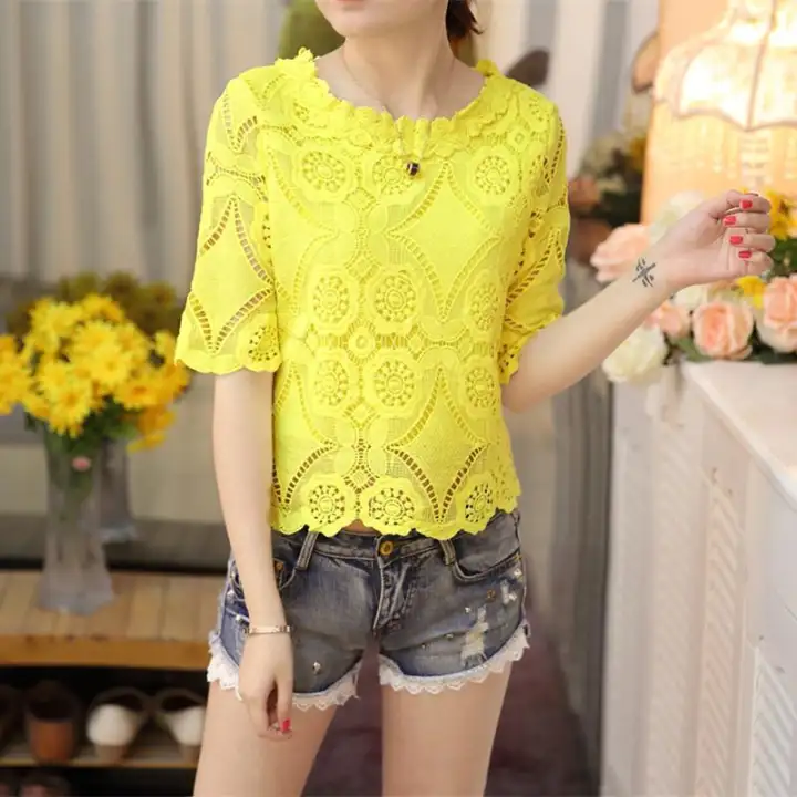 yellow lace shirt