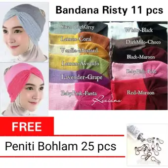 11pcs Bandana Ciput Rajut Risty Kerut