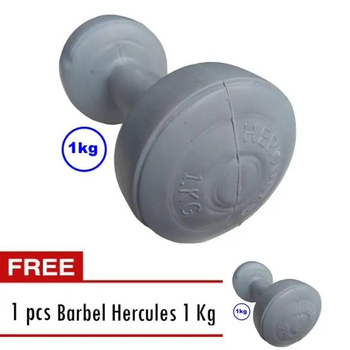 Barbel dumbel Hercules 1 KG Abu-Abu 1pcs - buy 1 get 1 free