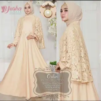 lina_store orlin dress brukat trendy fashion hijab muslim wanita