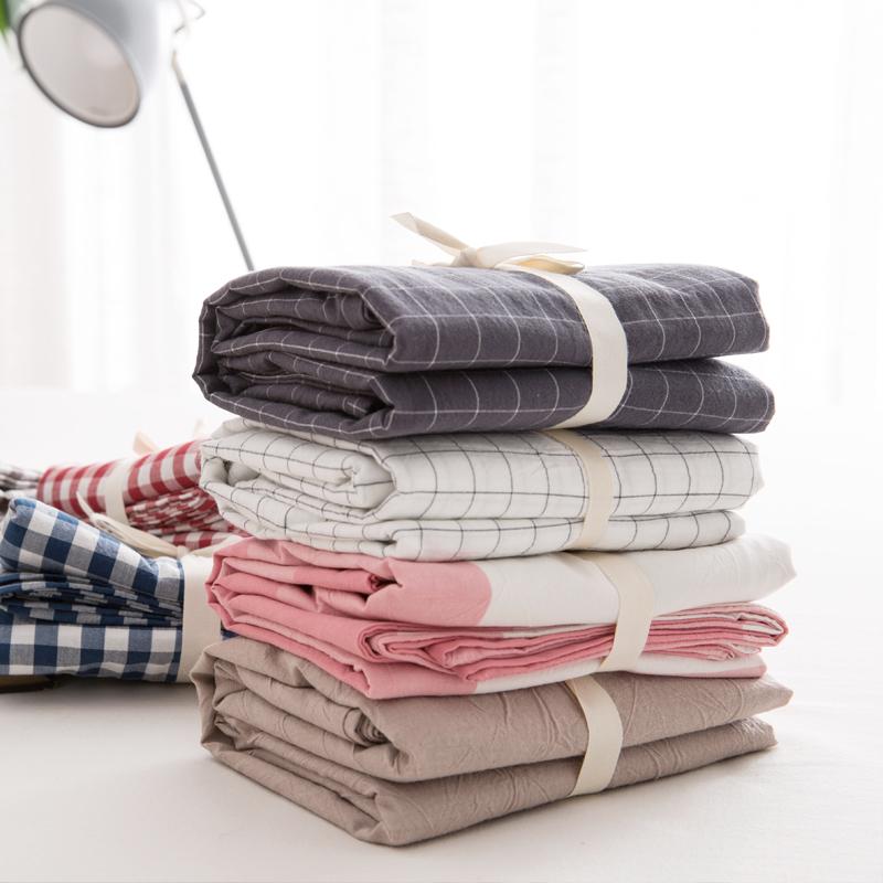 Phong Cách Nhật Bản Giản Lược 100% Cotton Bông Giặt Nước Kẻ Sọc Vỏ Gối Đơn Vân Sọc Màu Vỏ Gối 48*74 Cặp