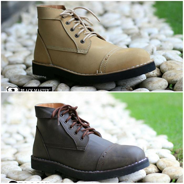 Promo Sepatu Boots Pria Black Master Zara Kulit Asli Tracking Touring Hiking Diskon