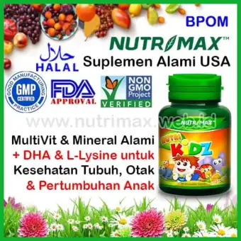 Nutrimax Nutri Kidz Isi 30 Multi Vitamin Alami Untuk Buat Penambah Menambah Meningkatkan Daya Tahan Kekebalan Tubuh Anak Multivitamin Nutrikidz Kids