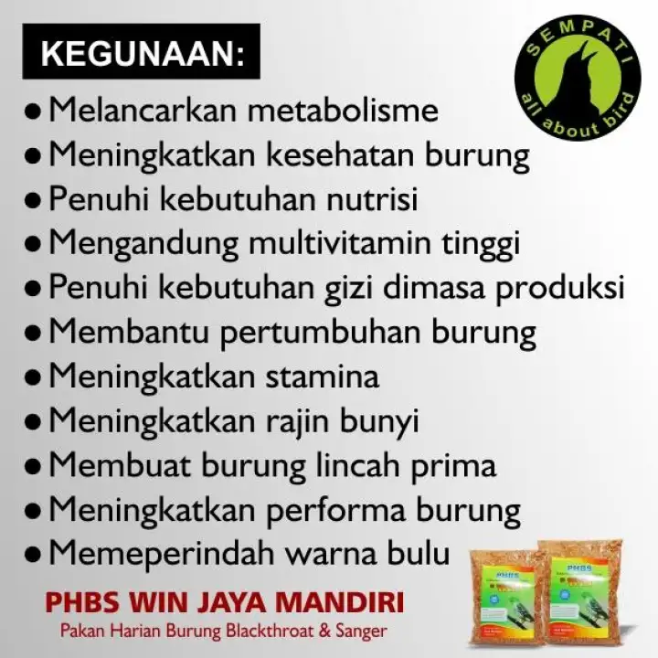 Pakan Burung Blackthroat Sanger Harian Kemasan Plastik Win Jaya
