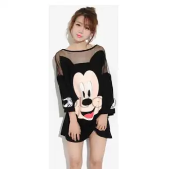 Musim Panas Model Baru Pakaian Wanita Gaya Korea Kartun Bersablon Super Ukuran Besar Longgar Menambah Ukuran Baju Kaos Pakian Atasan Wanita Lengan