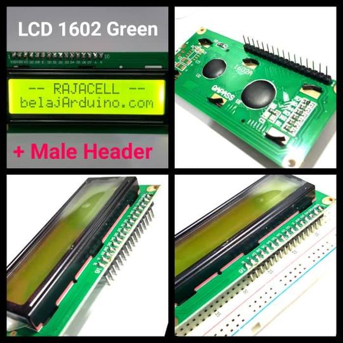 LCD 1602 Hijau 16x2 + Male Header Tersolder untuk project Arduino ...