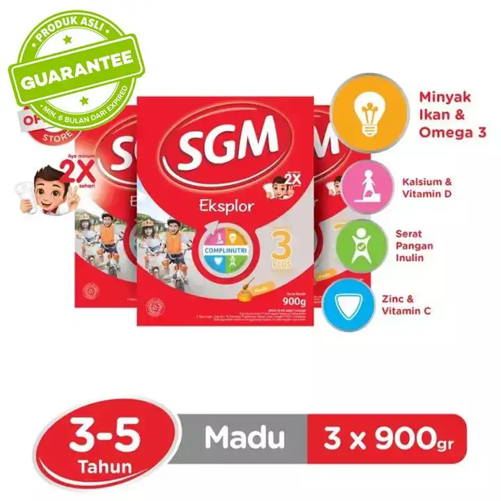 SGM Eksplor Complinutri 3+ Susu Pertumbuhan - Madu - 900gr - Bundle isi 3 Box