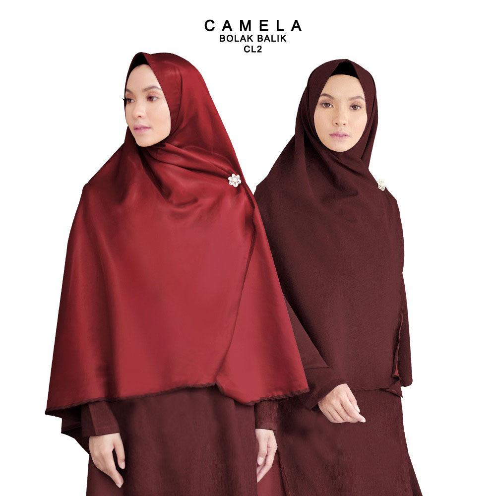 Jilbab 2 Warna Jilbab Segi Empat Hijab Semi Instan Kerudung Bolak Balik Camela Premium 8843