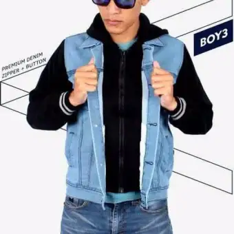 jaket denim hoodie