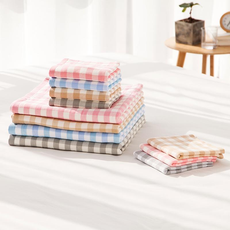 Kiến Thức Mới Về Cuộc Sống 100% Cotton Vải Xô Khăn Mặt Người Lớn Rửa Mặt Mềm Mại Hút Nước Xuất Khẩu Phong Cách Nhật Bản Kẻ Sọc Đồ Gia Dụng 100% Cotton