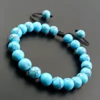 Gelang Tangan Batu Pirus Biru Dim 8 Mm Model Tali Serut Shambala Untuk Pria Dan Wanita