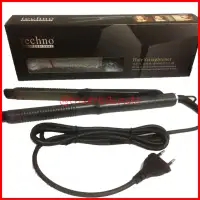 Techno 2in1 Catok Rambut Lurus Ikal Keriting Hair Straightener & Curly Catokan - Hitam