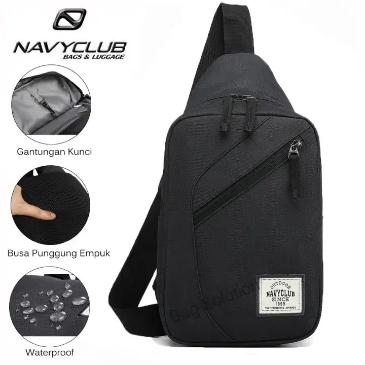 Navy Club Tas Selempang Travel Tahan Air - Hitam