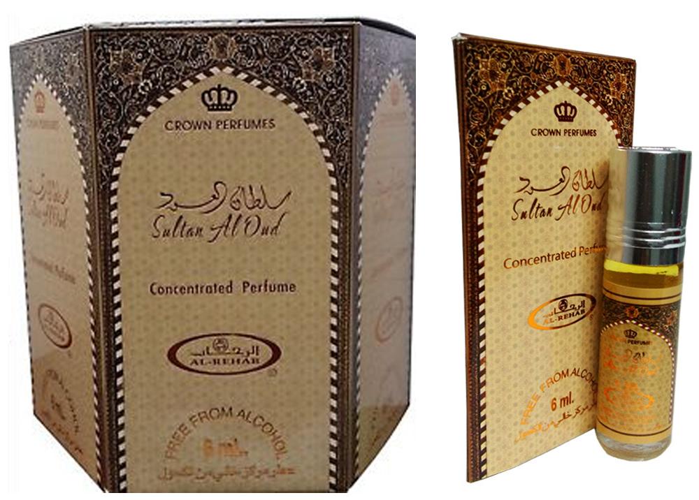 Al Rehab Sultan Al Oud Duftöl – 6 Ml, Alkoholfrei, 100% Reines Öl, 6er Set