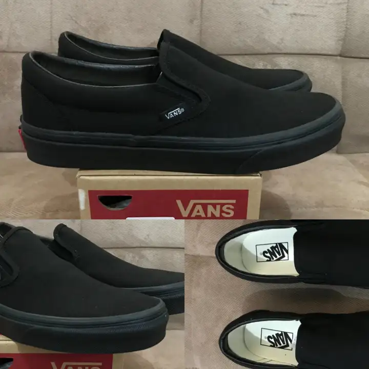 vans slip on full black