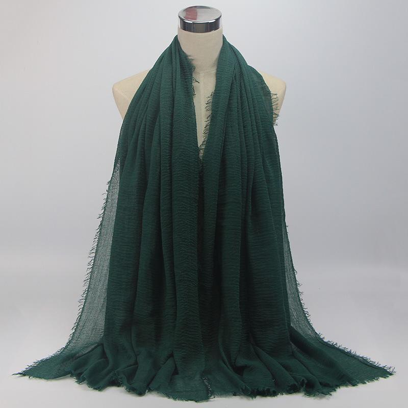 Ready Stock Women Solid Color Cotton Linen Scarf Ladies Hijab Gauze Scarf Wind Scarf Turban Muslim 90*180cm Crumpled Scarf