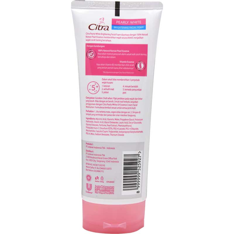 citra pearly white uv facial foam