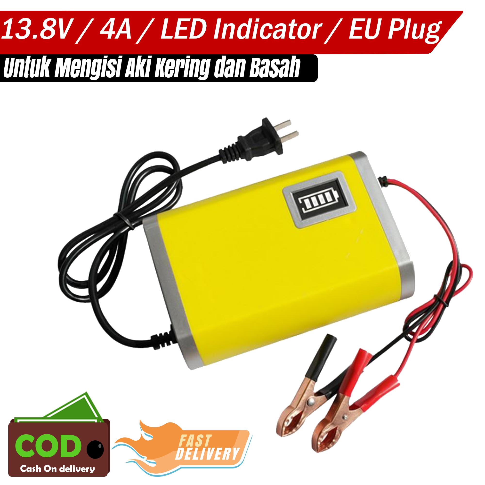 Charger Aki Mobil Motor 13.8V 4A Portable with LED Indicator