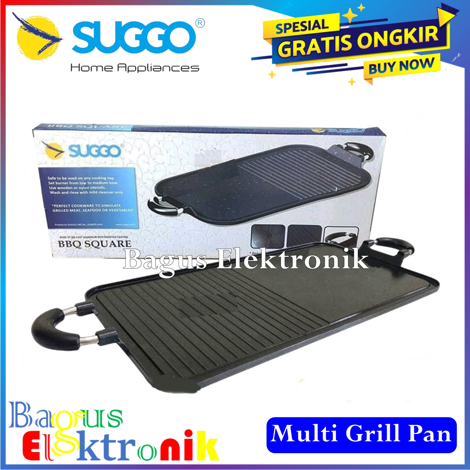 Multi Grill Pan SUGGO Multi Grill Pan Pemanggang Teflon Tanpa Arang