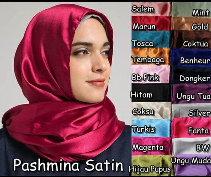 PROMO Jilbab Hijab Pashmina Polos Satin Velvet TERBARU